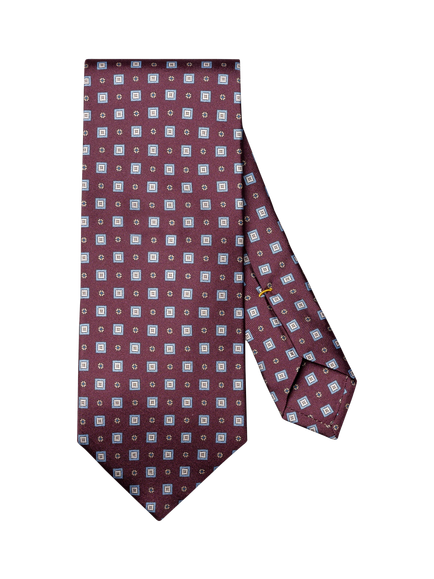 Eton Medallion Floral Print Silk Tie, Dark Red