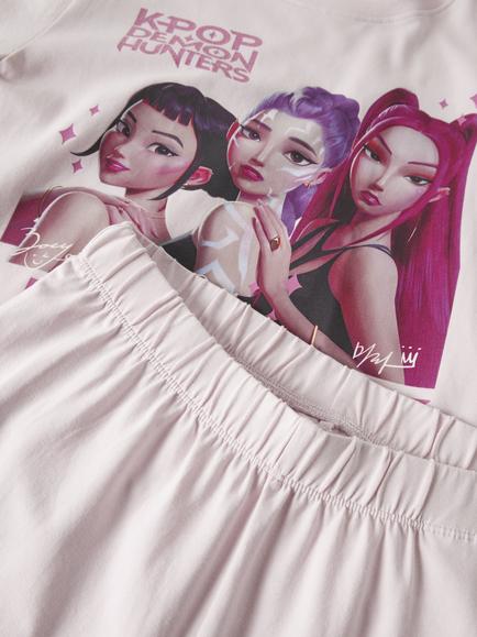 NAME IT Kids' Cotton Blend K-Pop Huntrix Long Sleeve Pyjama Set, Cradle Pink - view 2, Cradle Pink