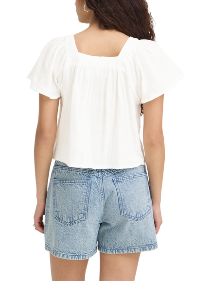 ICHI Iafoxa Short Sleeve Top, Cloud Dancer - view 2, Cloud Dancer