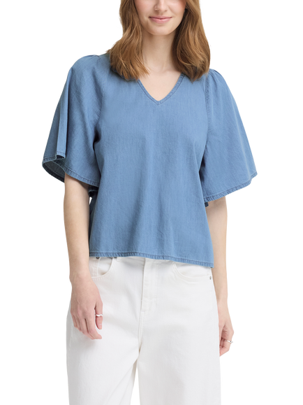 ICHI Ihbarcy Zabby Short Sleeve Top, Light Blue, Light Blue