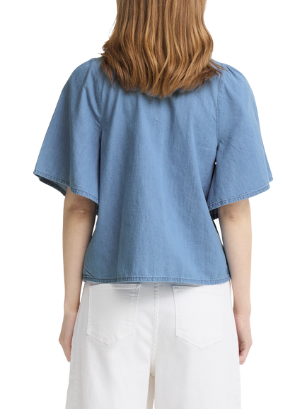 ICHI Ihbarcy Zabby Short Sleeve Top, Light Blue - view 2, Light Blue