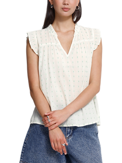 ICHI Floral Cap Sleeve Top, Light Green, Light Green