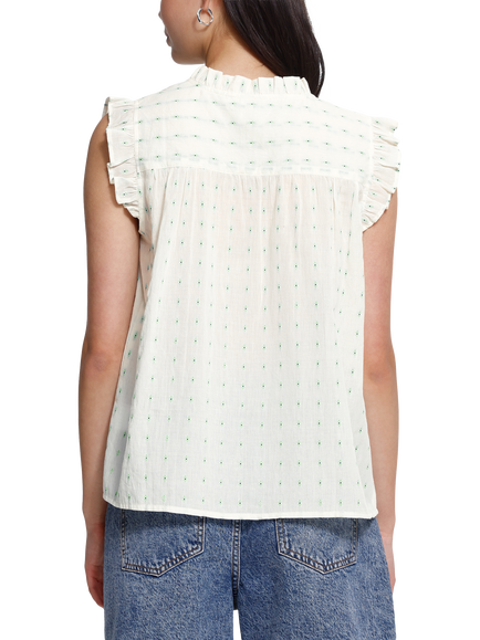 ICHI Floral Cap Sleeve Top, Light Green - view 2, Light Green