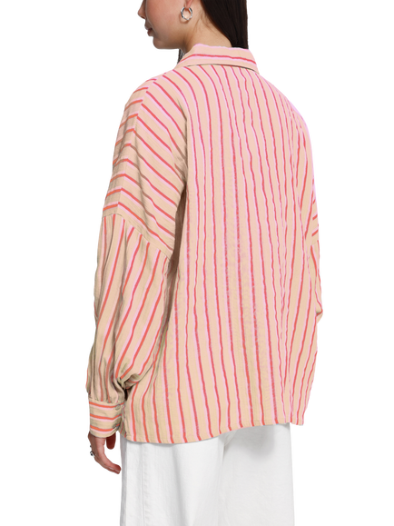 ICHI Stripe Long Sleeve Top, Azalea - view 2, Azalea