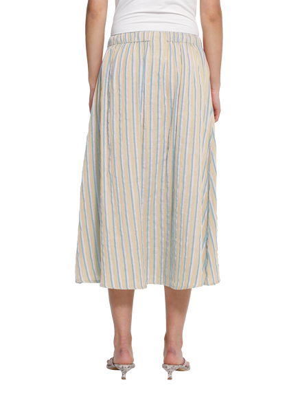ICHI Iafoxa Stripe A Line Midi Skirt, Placid Blue - view 2, Placid Blue