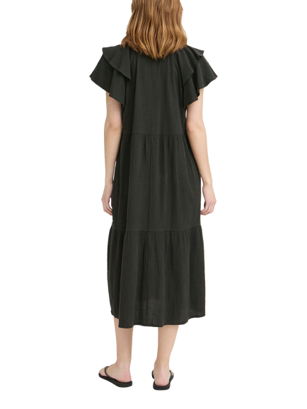 ICHI Ihlifana Tiered Midi Dress, Black - view 2, Black
