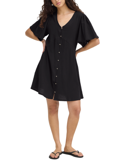 ICHI Ihlifana Swing Mini Dress, Black, Black