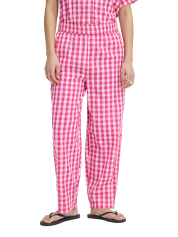 ICHI Ihfelica Check Trousers, Very Berry/Pink Chec, Very Berry/Pink Chec