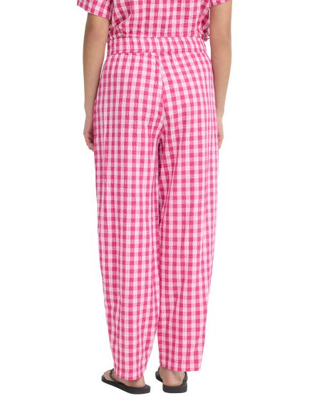 ICHI Ihfelica Check Trousers, Very Berry/Pink Chec - view 2, Very Berry/Pink Chec