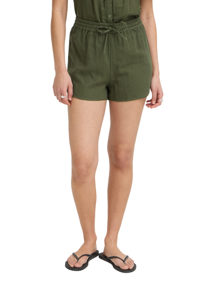 ICHI Iafoxa Mid Rise Mini Shorts, Grape Leaf, Grape Leaf