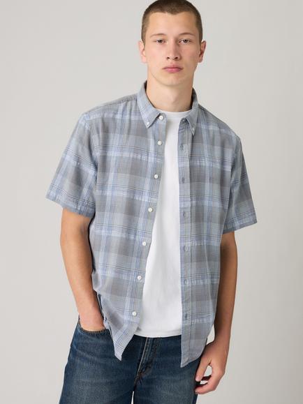 Levi's Authentic Button Down Short Sleeve Cotton Blend Shirt, Bennett Plaid Moon, Bennett Plaid Moon