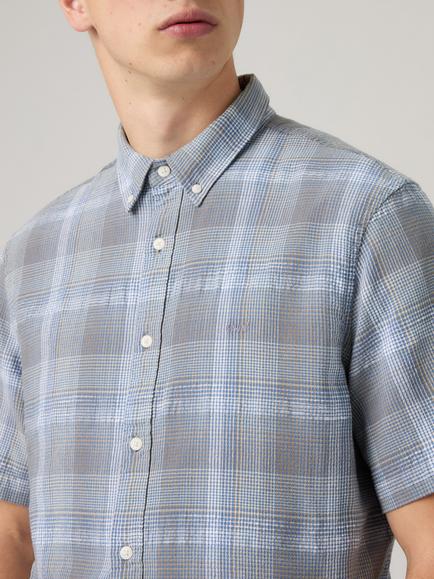 Levi's Authentic Button Down Short Sleeve Cotton Blend Shirt, Bennett Plaid Moon - view 2, Bennett Plaid Moon