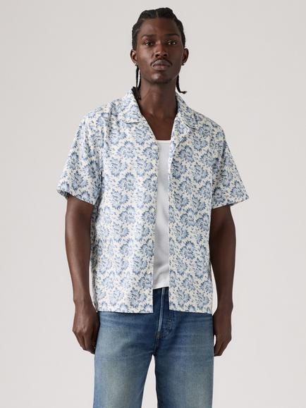 Levi's Sunset Camp Button Through Short Sleeve Cotton Blend Shirt, Micah Abstract Flr, Micah Abstract Flr