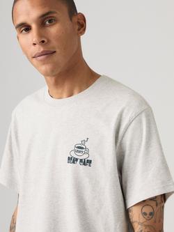 Levi's Graphic Print Crew Neck Cotton T-Shirt, Beat Cafe Light Grey - view 2, Beat Cafe Light Grey