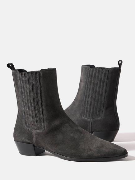 Mint Velvet Kirsten Suede Ankle Boots, Grey - view 2, Grey