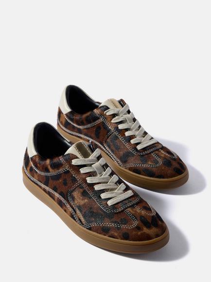 Mint Velvet Jen Animal Print Textured Trainers, Brown/Multi - view 2, Brown/Multi