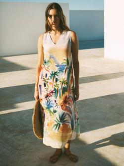 NRBY Madeline Silk Scenic Print Maxi Dress, Multi, Multi