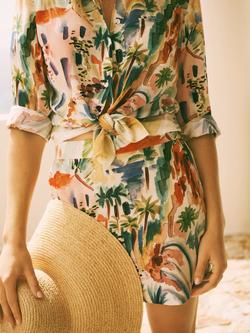 NRBY Chiara Silk Scenic Print Shirt, Multi - view 2, Multi