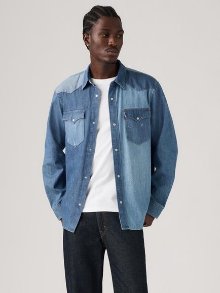 Levi's Pure Cotton Front Yoke Western Shirt, Multi Blue Ranch, Multi Blue Ranch
