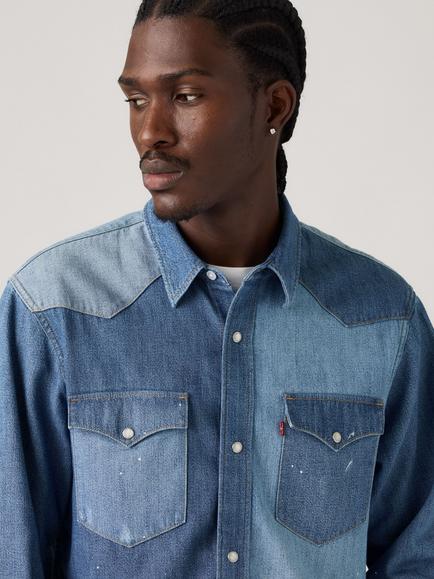 Levi's Pure Cotton Front Yoke Western Shirt, Multi Blue Ranch - view 2, Multi Blue Ranch