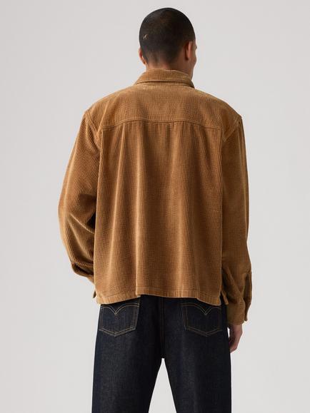 Levi's Ports Pure Cotton Zip-Up Boxy Long Sleeve Cord Shirt, Foxtrot Brown - view 2, Foxtrot Brown