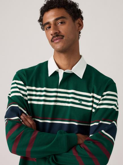 Levi's Union Pure Cotton Striped Long Sleeve Rugby Shirt, Amos Stripe Ponder - view 2, Amos Stripe Ponder