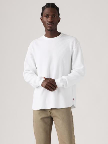 Levi's Pure Cotton Thermal Crew Neck Long Sleeve T-Shirt, C30768 White +, C30768 White +