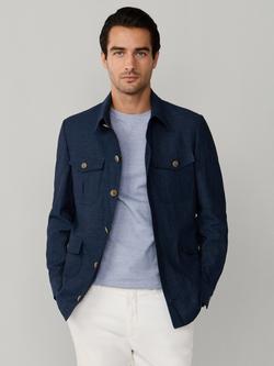 Hackett London Linen Blend Blazer, Navy, Navy