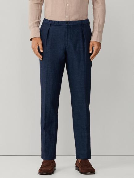 Hackett London Regular Fit Linen Blend Trousers, Navy, Navy