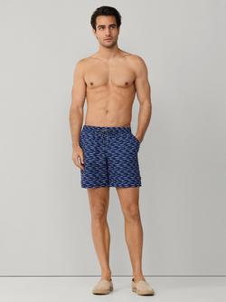 Hackett London Sardine Print Swim Shorts, Ink Blue, Ink Blue