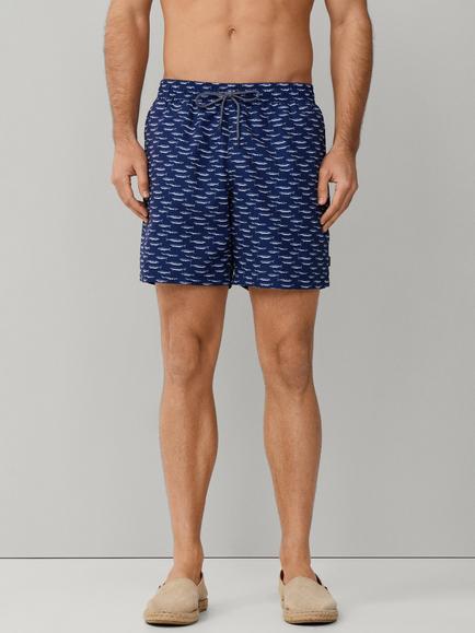 Hackett London Sardine Print Swim Shorts, Ink Blue - view 2, Ink Blue