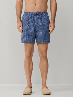 Hackett London Geo Block Print Swim Shorts, Ink Blue, Ink Blue