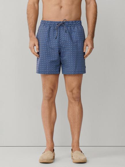 Hackett London Geo Block Print Swim Shorts, Ink Blue, Ink Blue