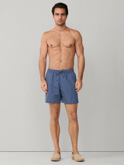 Hackett London Geo Block Print Swim Shorts, Ink Blue - view 2, Ink Blue