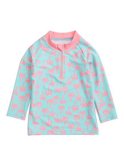 KIDLY by MORI Kids' Zip Front Rash Vest Top, Turquoise/Pink, Turquoise/Pink