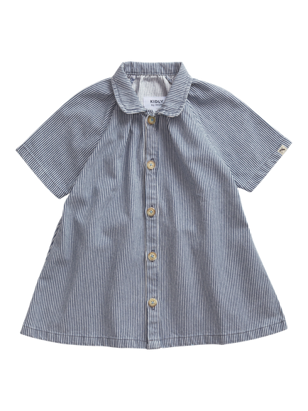KIDLY by MORI Short Sleeve Button Front Dress, Blue, Blue
