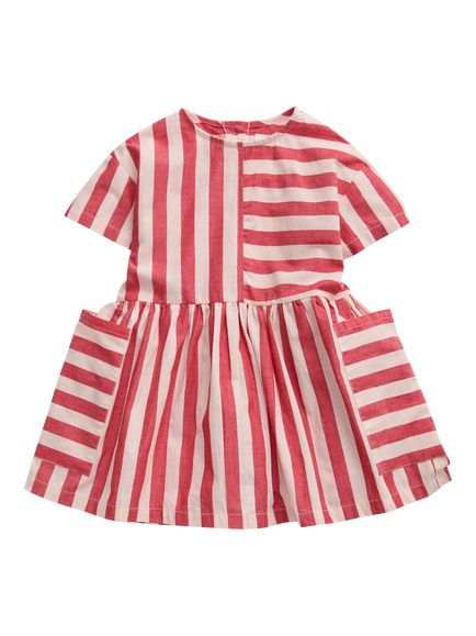 KIDLY by MORI Kids' Cotton Poplin Stripe Dress, Red - view 2, Red