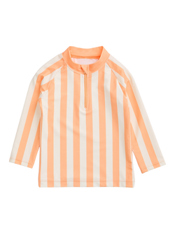KIDLY by MORI Stripe Rash Vest Top, Orange, Orange