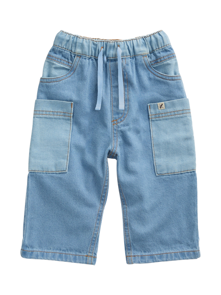 KIDLY by MORI Relaxed Cropped Denim Jeans, Blue, Blue