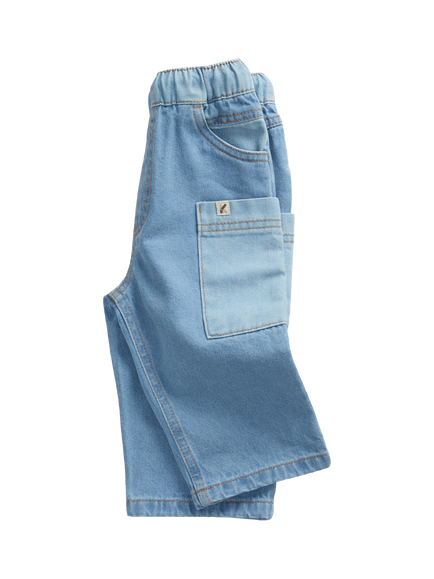 KIDLY by MORI Relaxed Cropped Denim Jeans, Blue - view 2, Blue