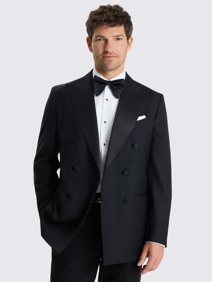 Moss Tailored Fit Wool Tuxedo Jacket, Black, Black