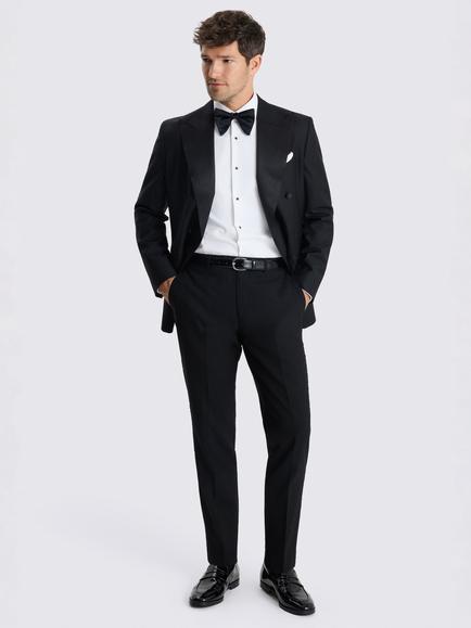 Moss Tailored Fit Wool Tuxedo Jacket, Black - view 2, Black