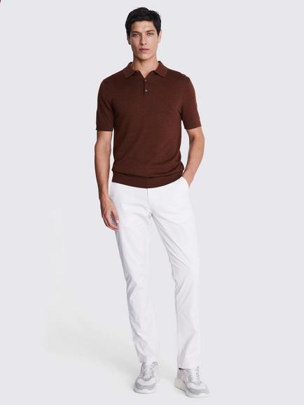 Moss Cotton Rich Tailored Fit Chinos, Off-White - view 2, Off-white