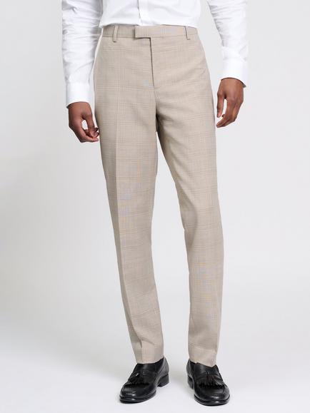 Ben Sherman Straight Check Wool Trousers, Light Brown, Light Brown