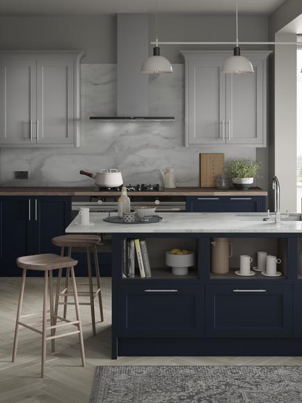John Lewis Edition Lulworth Fitted Kitchen - view 2, Painted Indigo