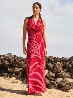 Ro&Zo Emilia Floral Halterneck Dress, Red, Red