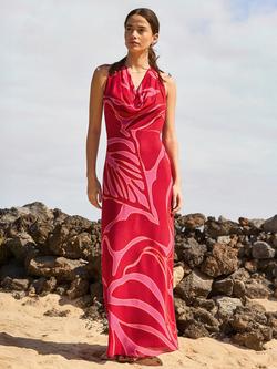 Ro&Zo Petite Emilia Floral Halterneck Dress, Red, Red