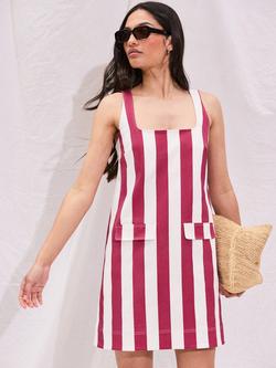 Ro&Zo Stripe Pocket Mini Dress, Red, Red