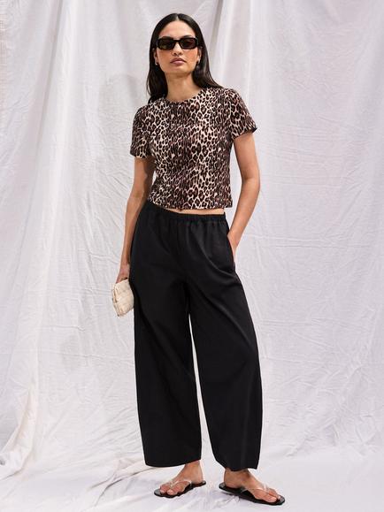 Ro&Zo Leopard Print Top, Brown - view 2, Brown