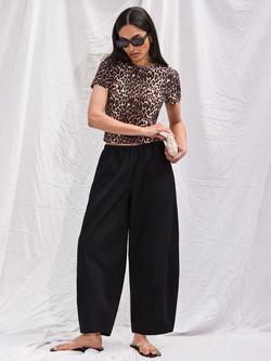 Ro&Zo Cotton Barrel Trousers, Black, Black